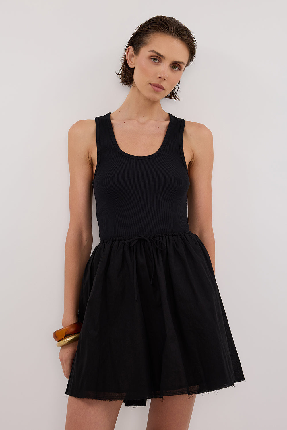 SIA BLACK DRAWSTRING MINI SKIRT Clothing DISSH Boutiques 