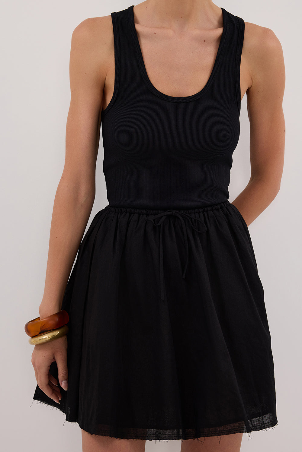 SIA BLACK DRAWSTRING MINI SKIRT Clothing DISSH Boutiques 