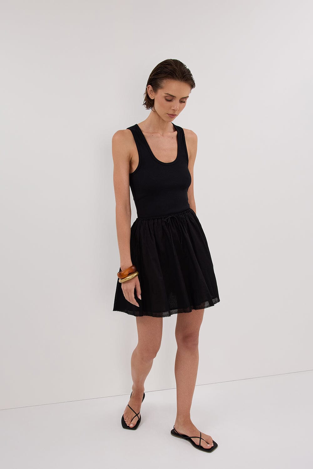 SIA BLACK DRAWSTRING MINI SKIRT Clothing DISSH Boutiques 