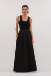 CONAGH BLACK POPLIN MIDI SKIRT