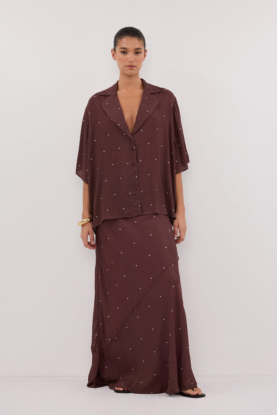 MELROSE WALNUT MIDI SKIRT Clothing DISSH Boutiques 6 CHOCOLATE 