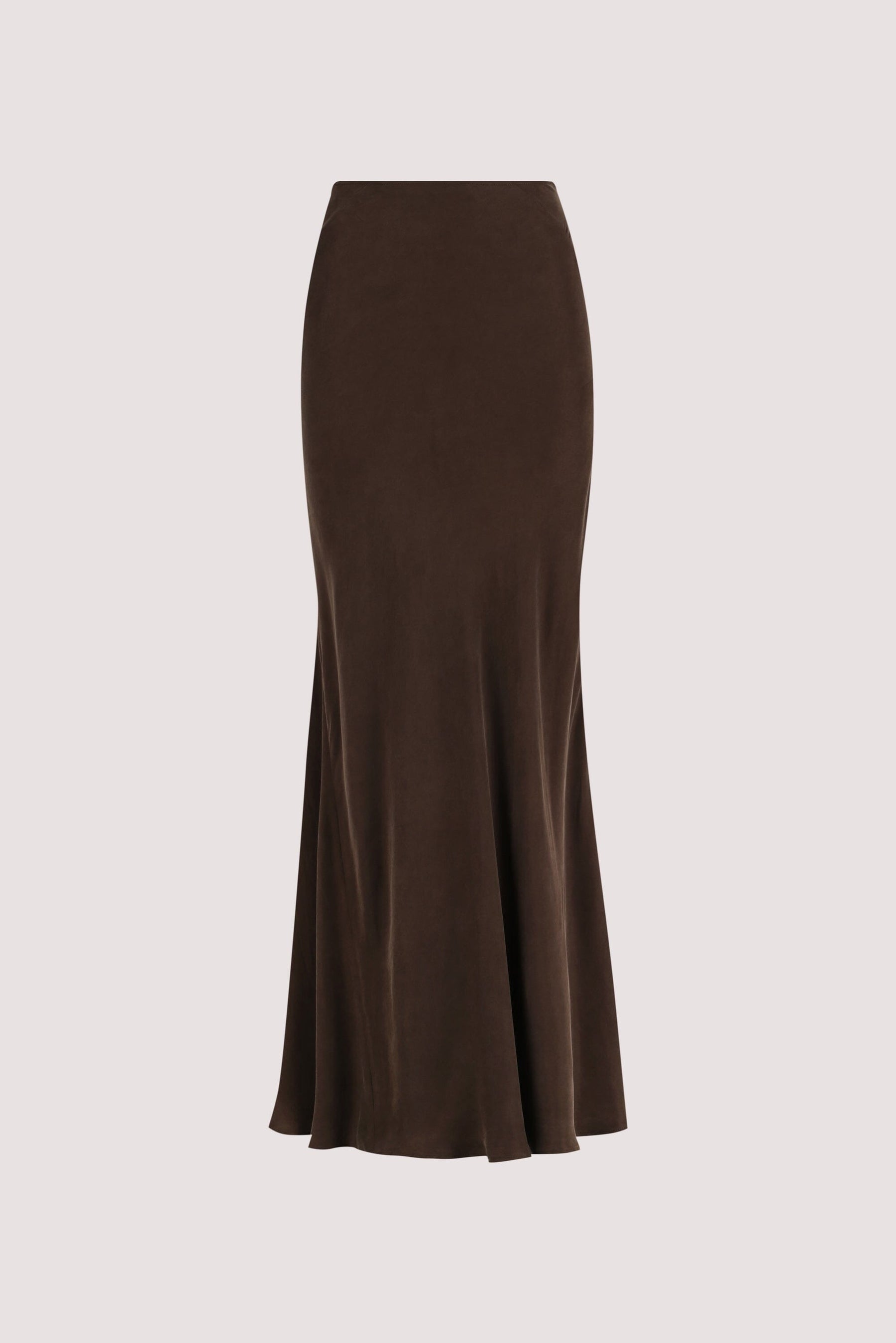 CONNIE BITTER CHOC CUPRO MAXI SKIRT Clothing DISSH Boutiques 