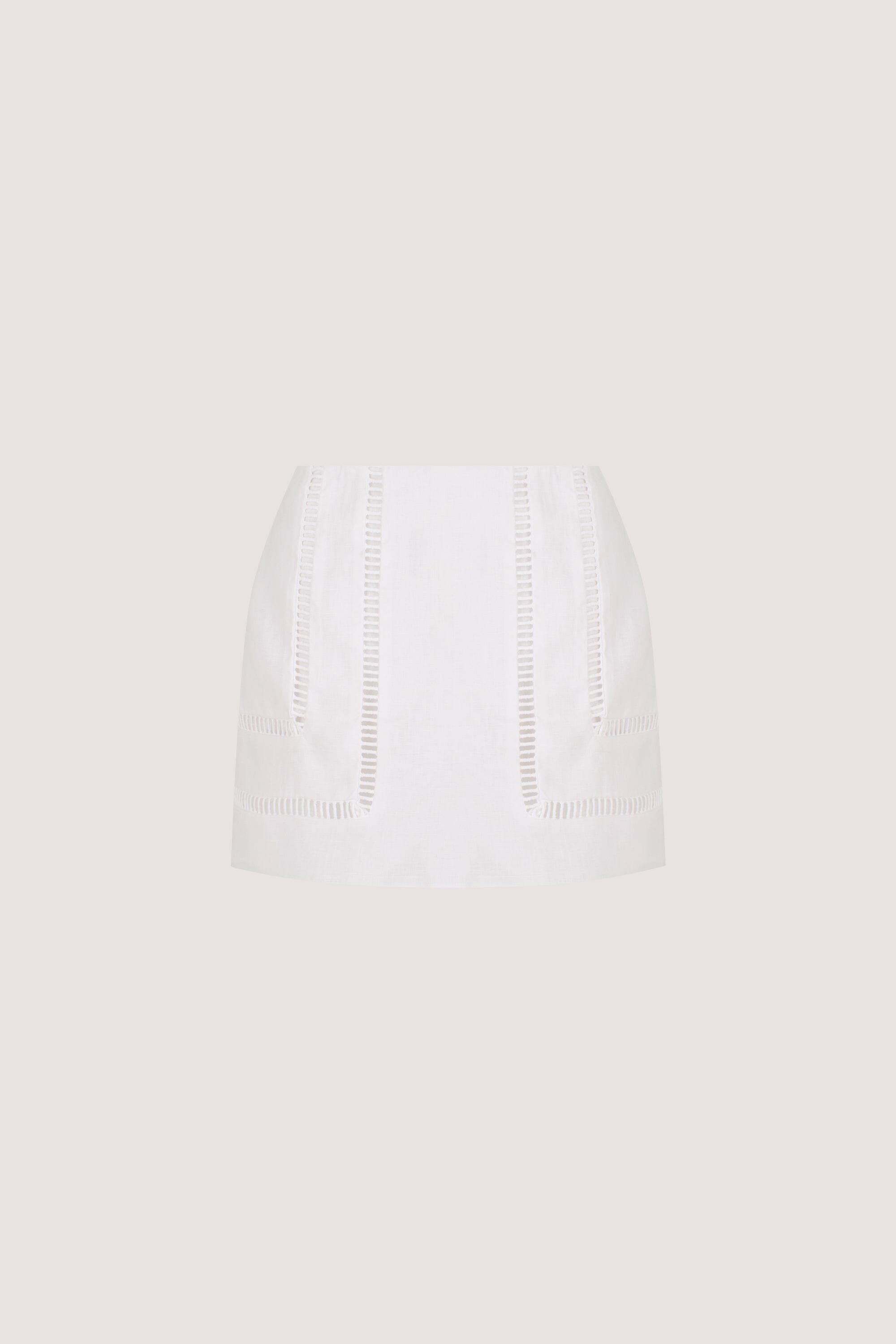 LINDSAY WHITE LINEN SKORT