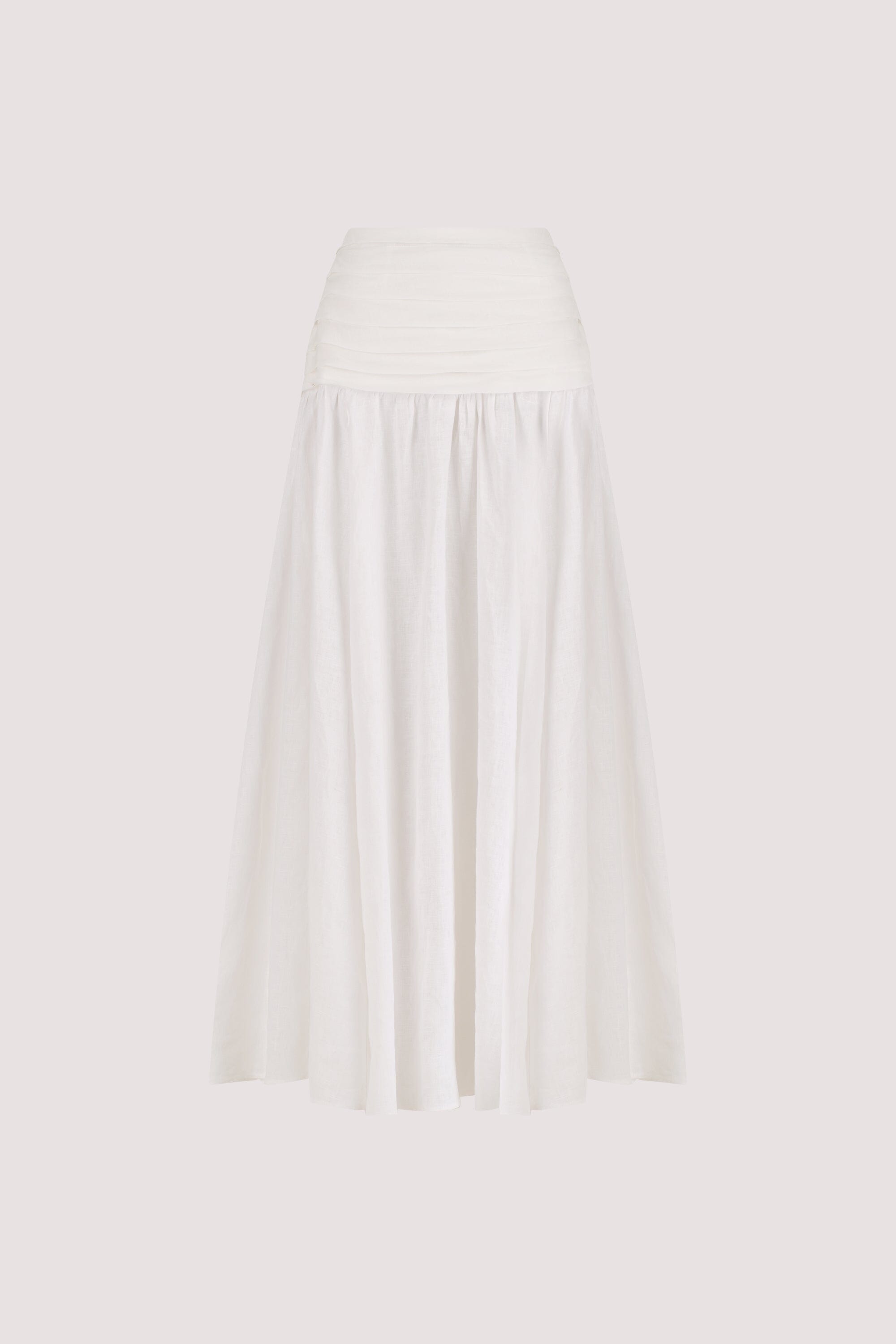 HALLIE WHITE LINEN MIDI SKIRT