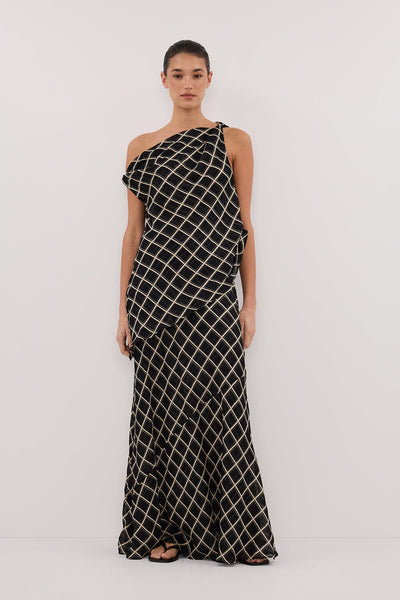 Aude wearing ARLINGTON BLACK MIDI SKIRT