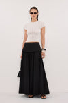 CLAIRE BLACK COTTON MIDI SKIRT