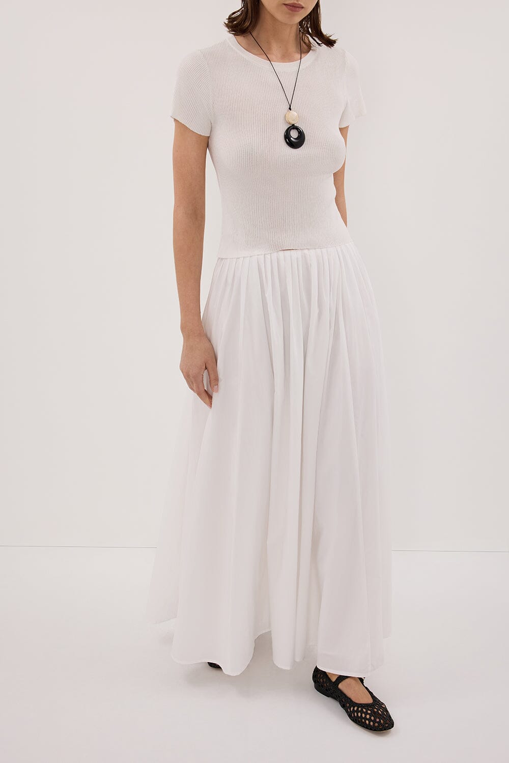 MARINA OFF WHITE MIDI SKIRT Clothing DISSH Boutiques 