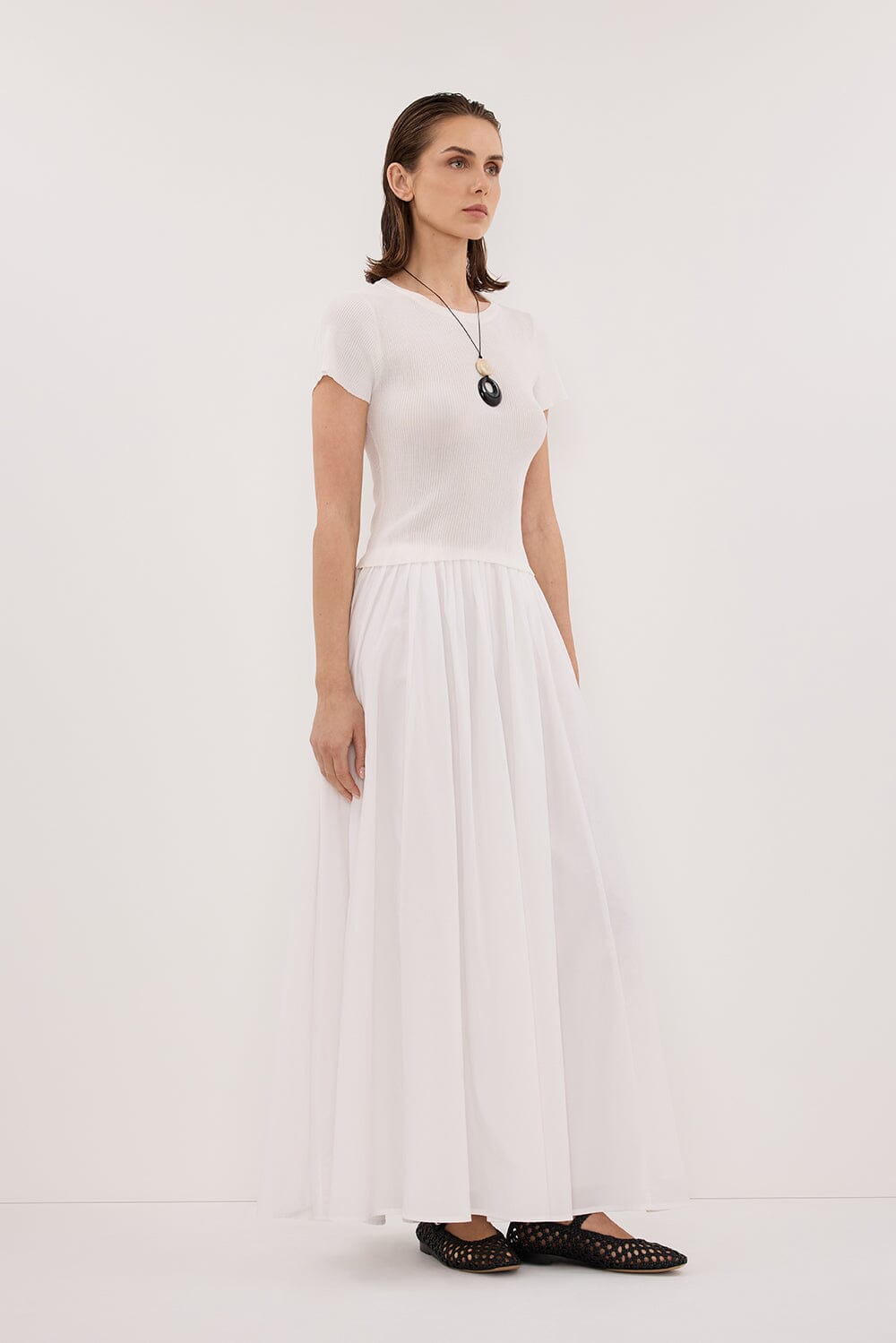 MARINA OFF WHITE MIDI SKIRT Clothing DISSH Boutiques 