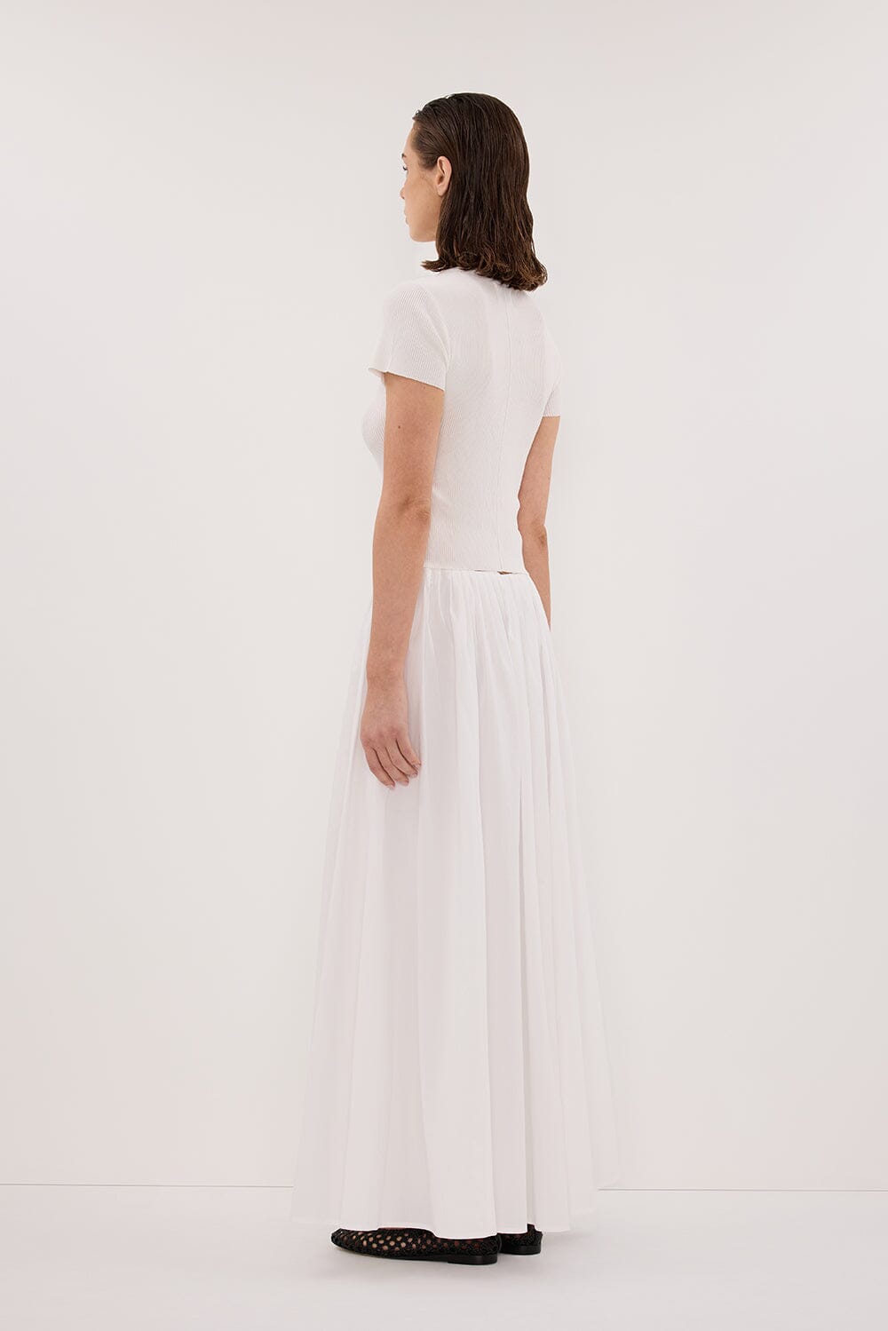MARINA OFF WHITE MIDI SKIRT Clothing DISSH Boutiques 