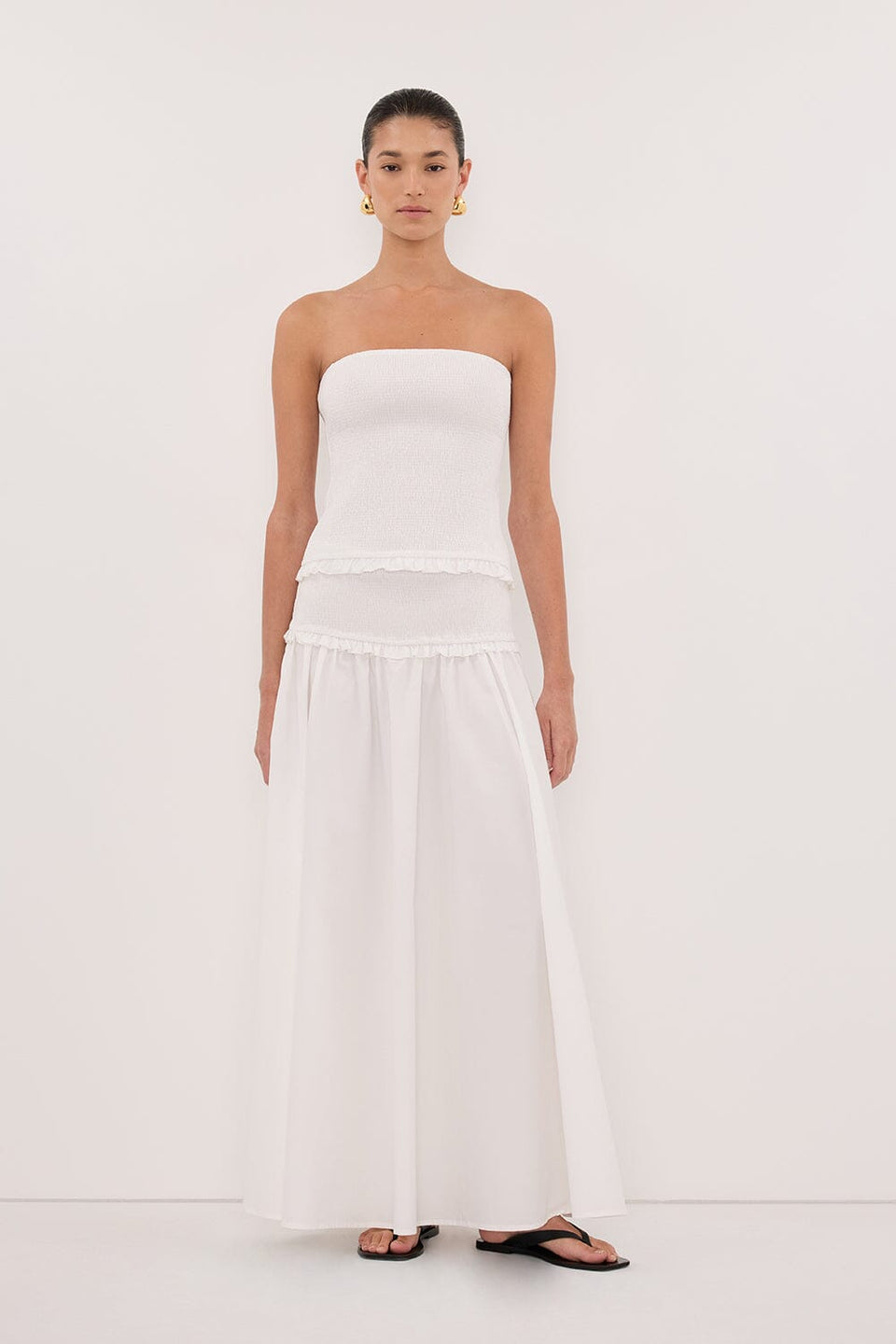 EDIE WHITE POPLIN MIDI SKIRT Clothing DISSH Boutiques 6 WHITE 
