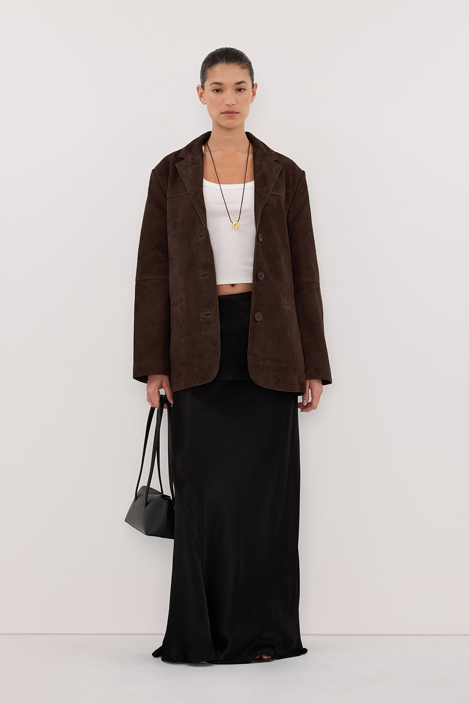 JELENA BLACK SATIN OVERLAY MAXI SKIRT