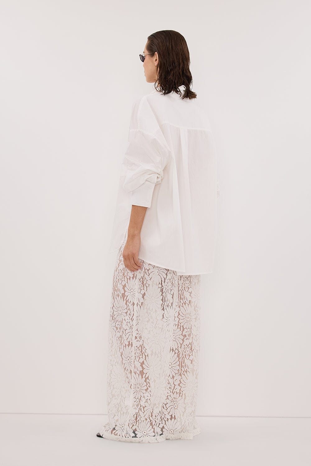 WILMA WHITE LACE MIDI SKIRT