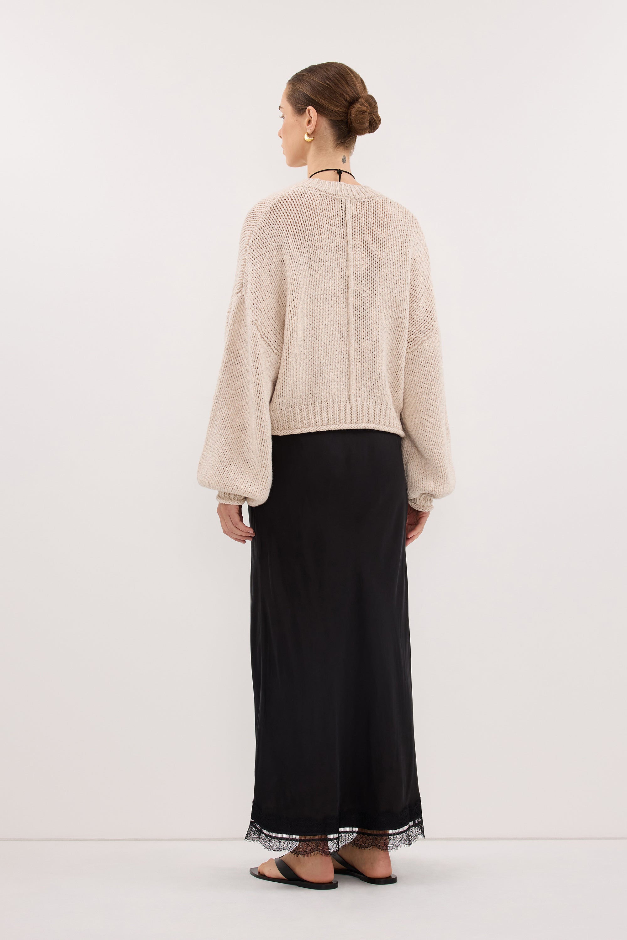 ANDREA BLACK CUPRO MIDI SKIRT