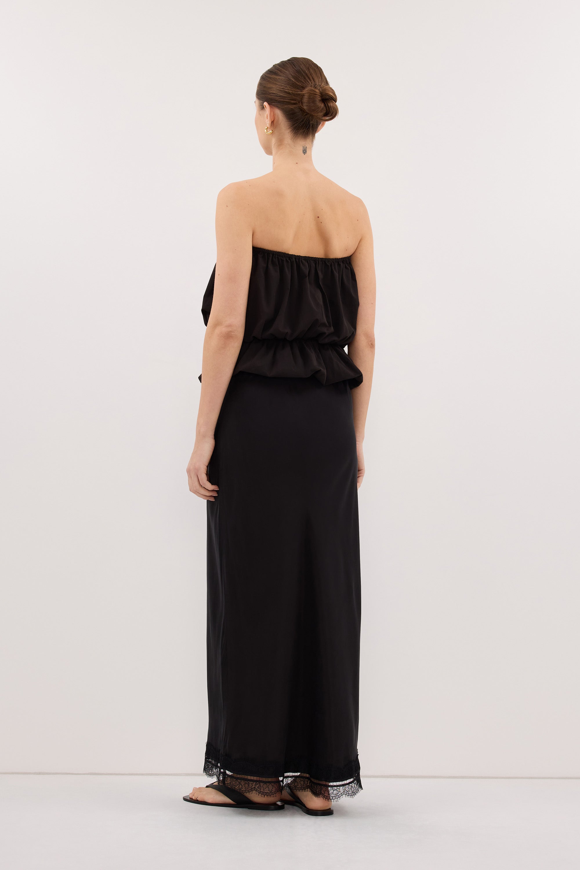 ANDREA BLACK CUPRO MIDI SKIRT