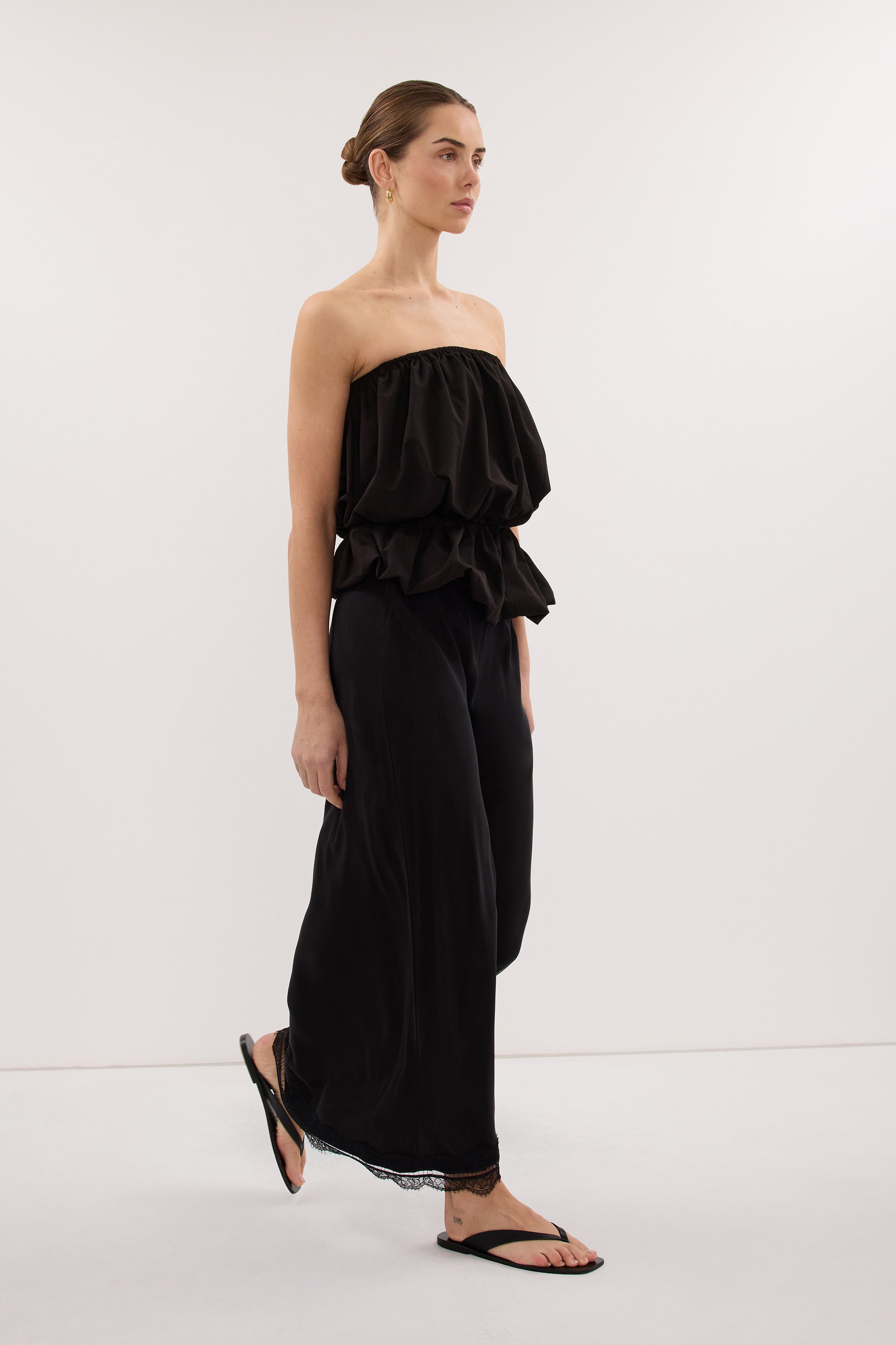 ANDREA BLACK CUPRO MIDI SKIRT