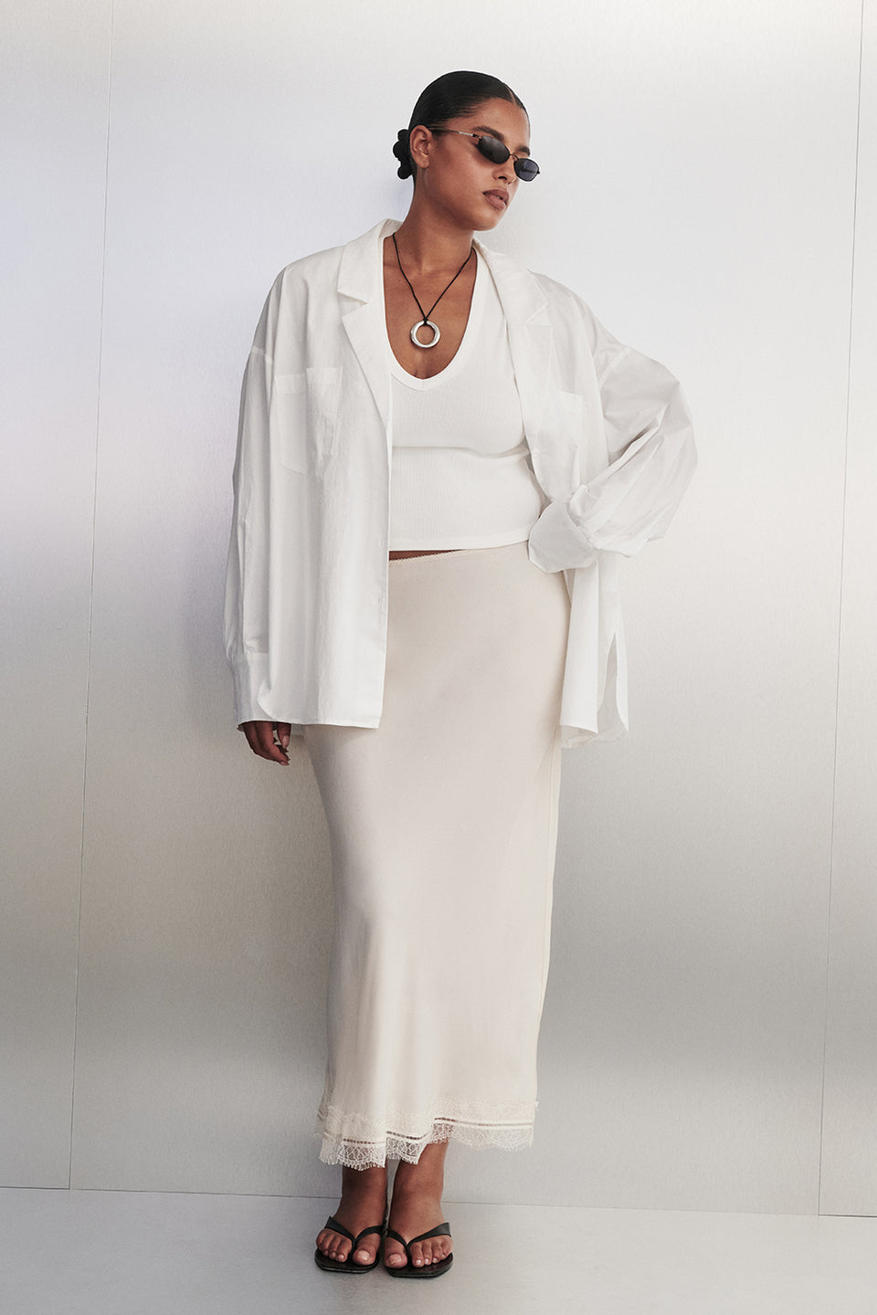 ANDREA SANDSTONE CUPRO LACE MIDI SKIRT Accessories DISSH Boutiques 6 SANDSTONE 