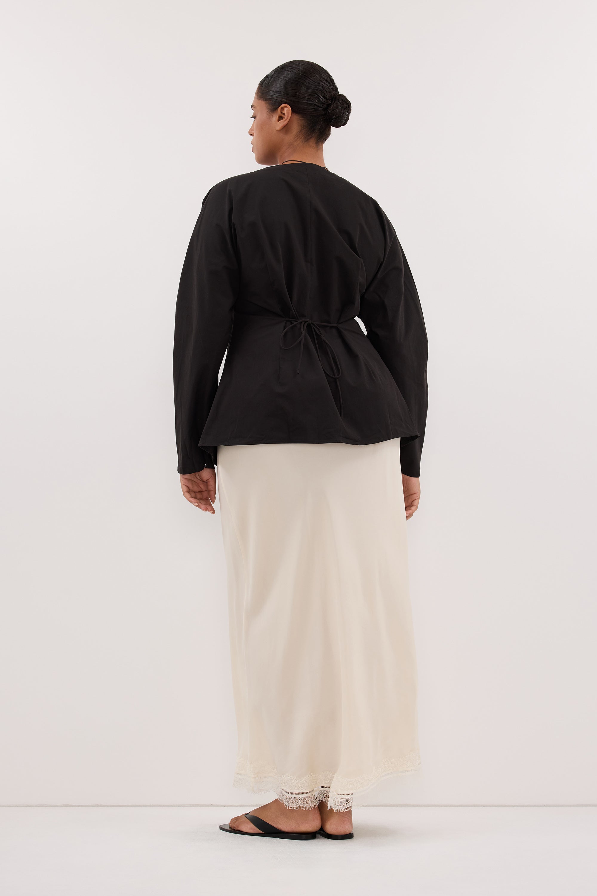 ANDREA SANDSTONE CUPRO LACE MIDI SKIRT