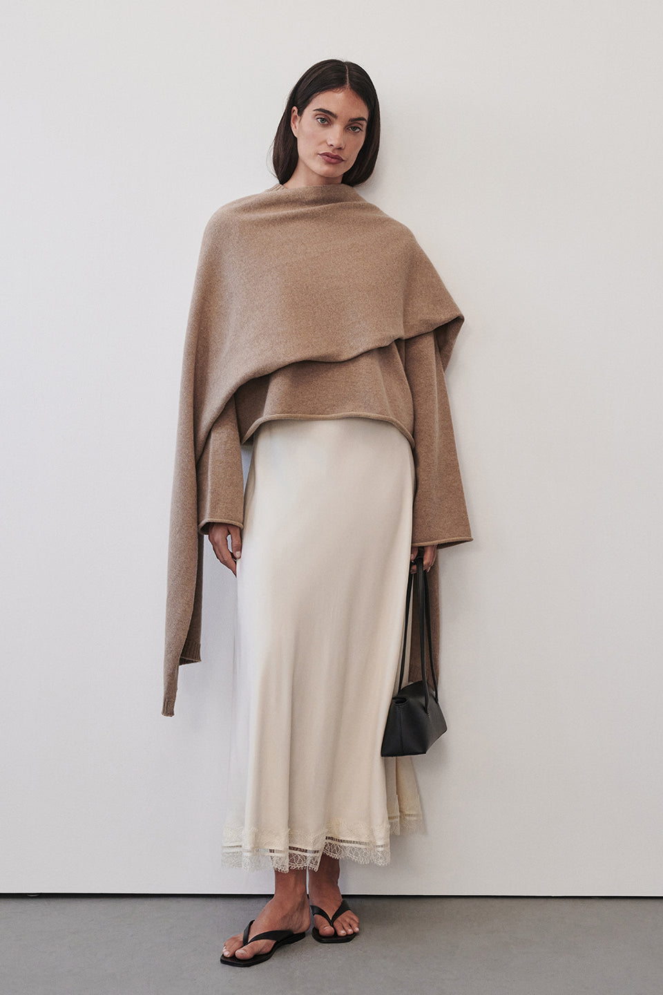 ANDREA SANDSTONE CUPRO LACE MIDI SKIRT