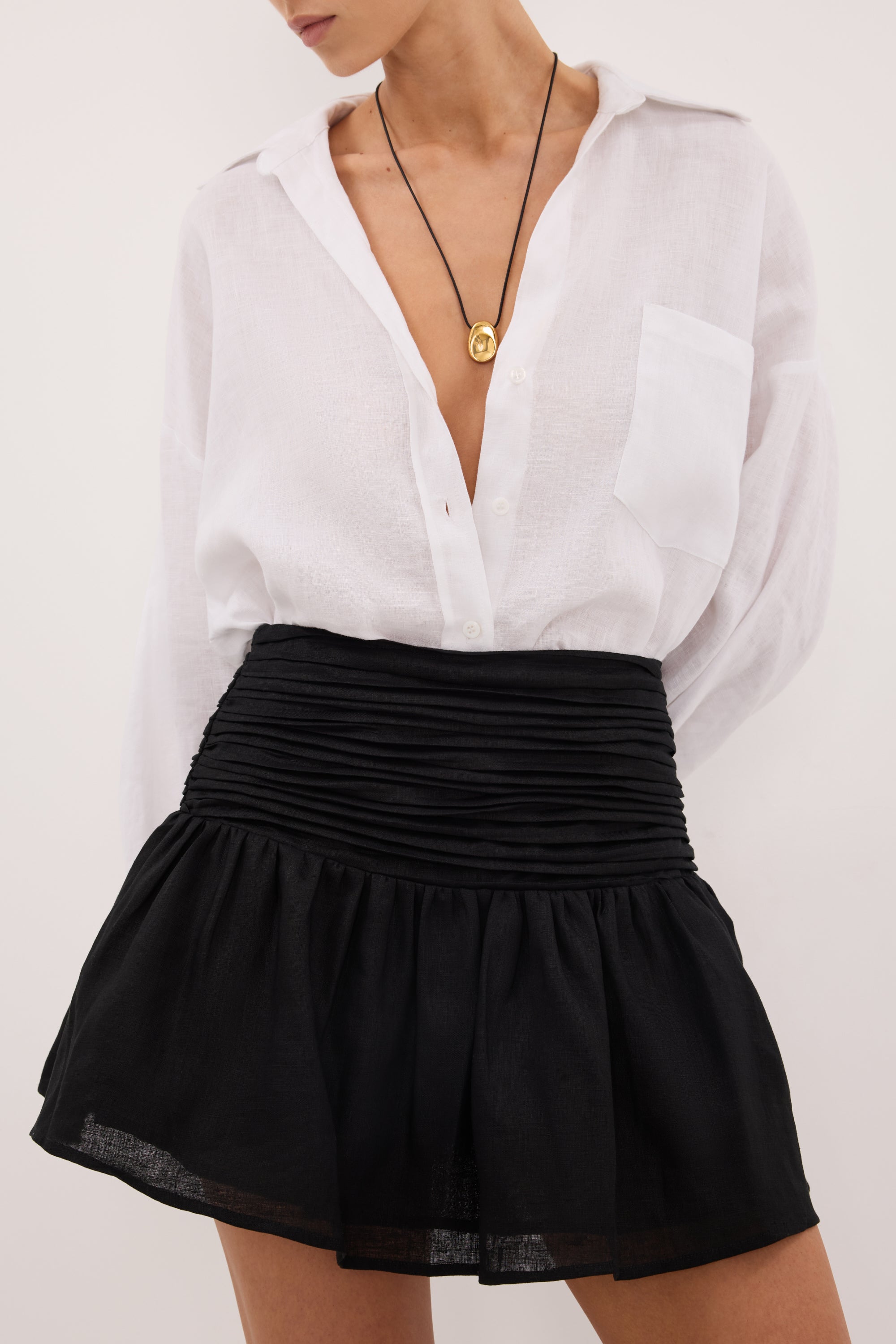 CATANIA BLACK LINEN MINI SKIRT