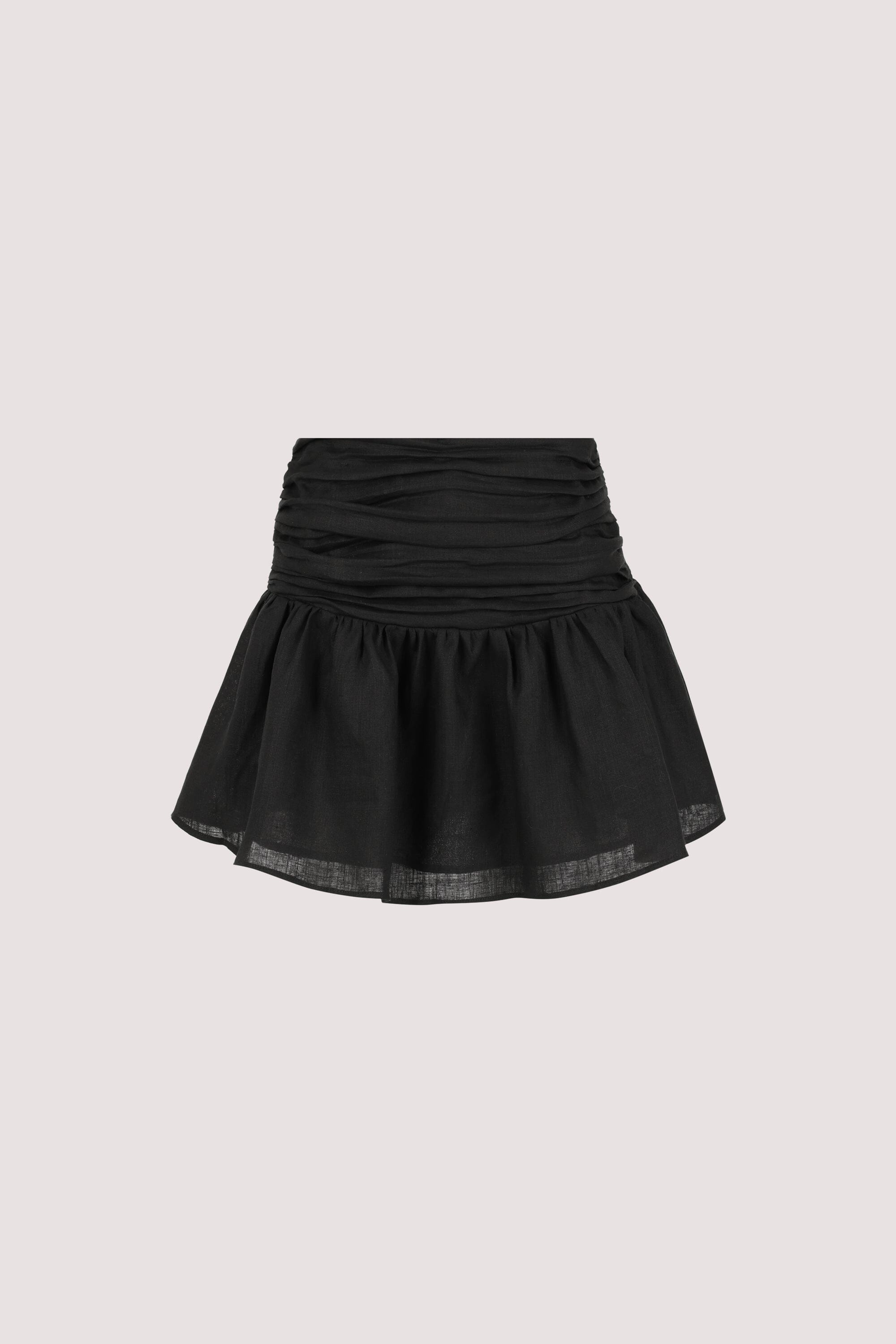 CATANIA BLACK LINEN MINI SKIRT