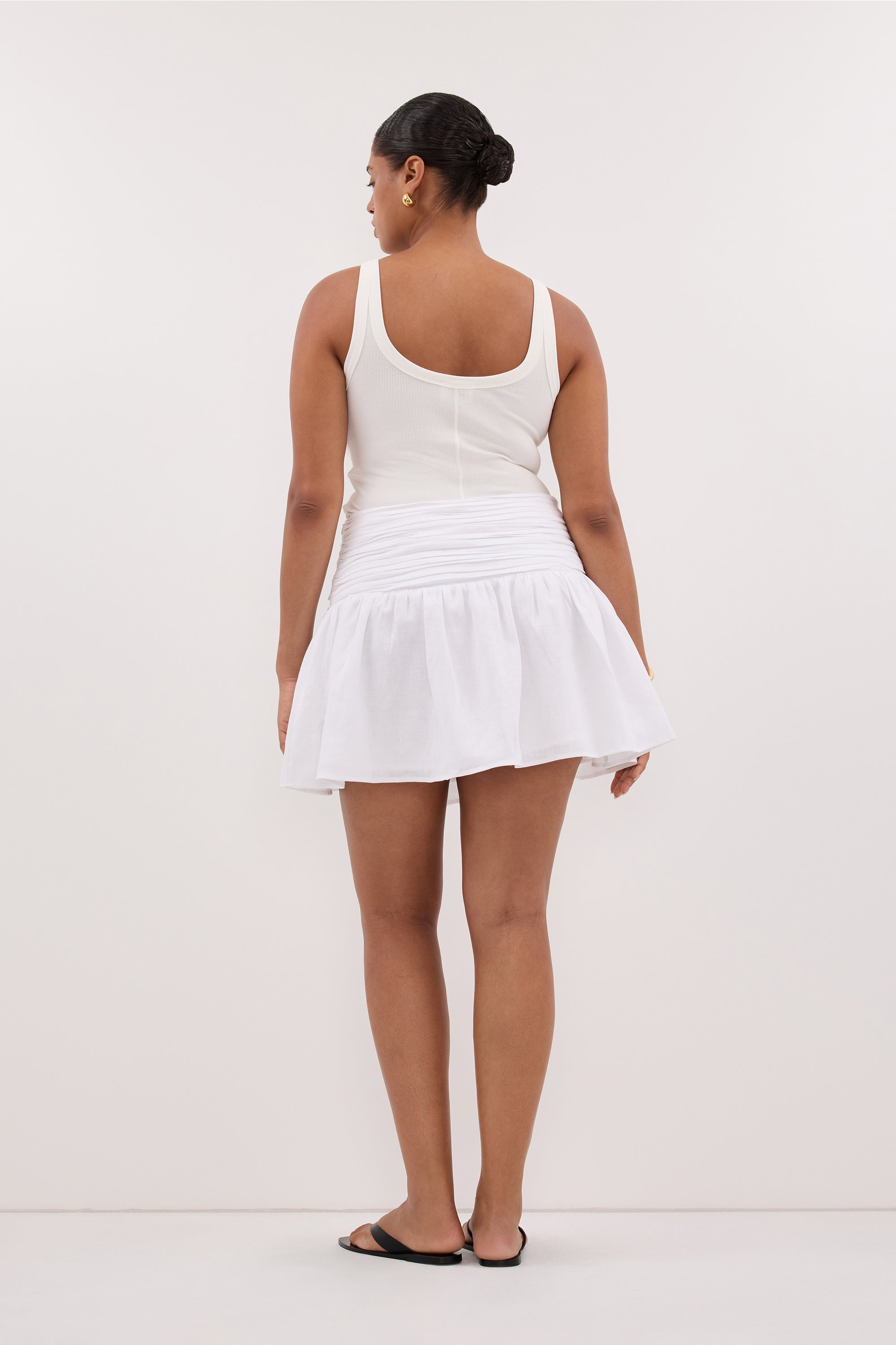 CATANIA WHITE LINEN MINI SKIRT