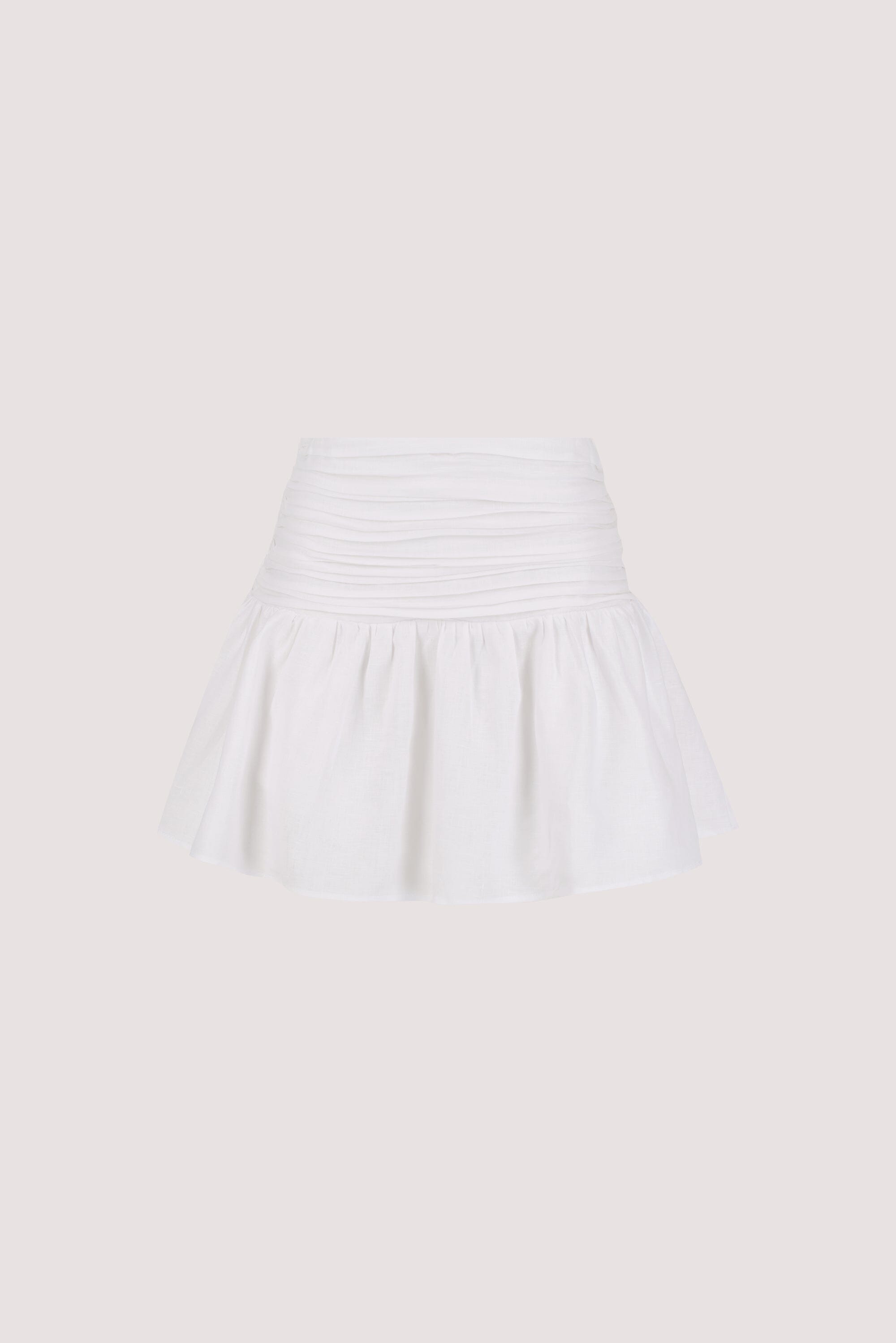 CATANIA WHITE LINEN MINI SKIRT