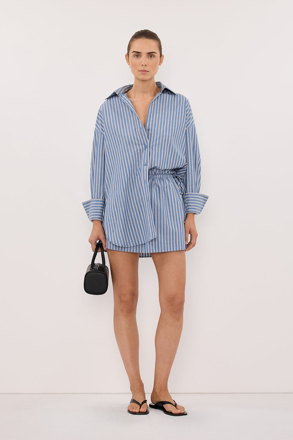 GRACIE BLUE STRIPE MINI SKIRT 