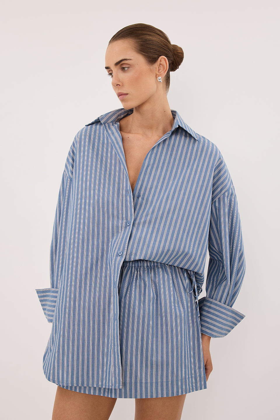 GRACIE BLUE STRIPE MINI SKIRT 