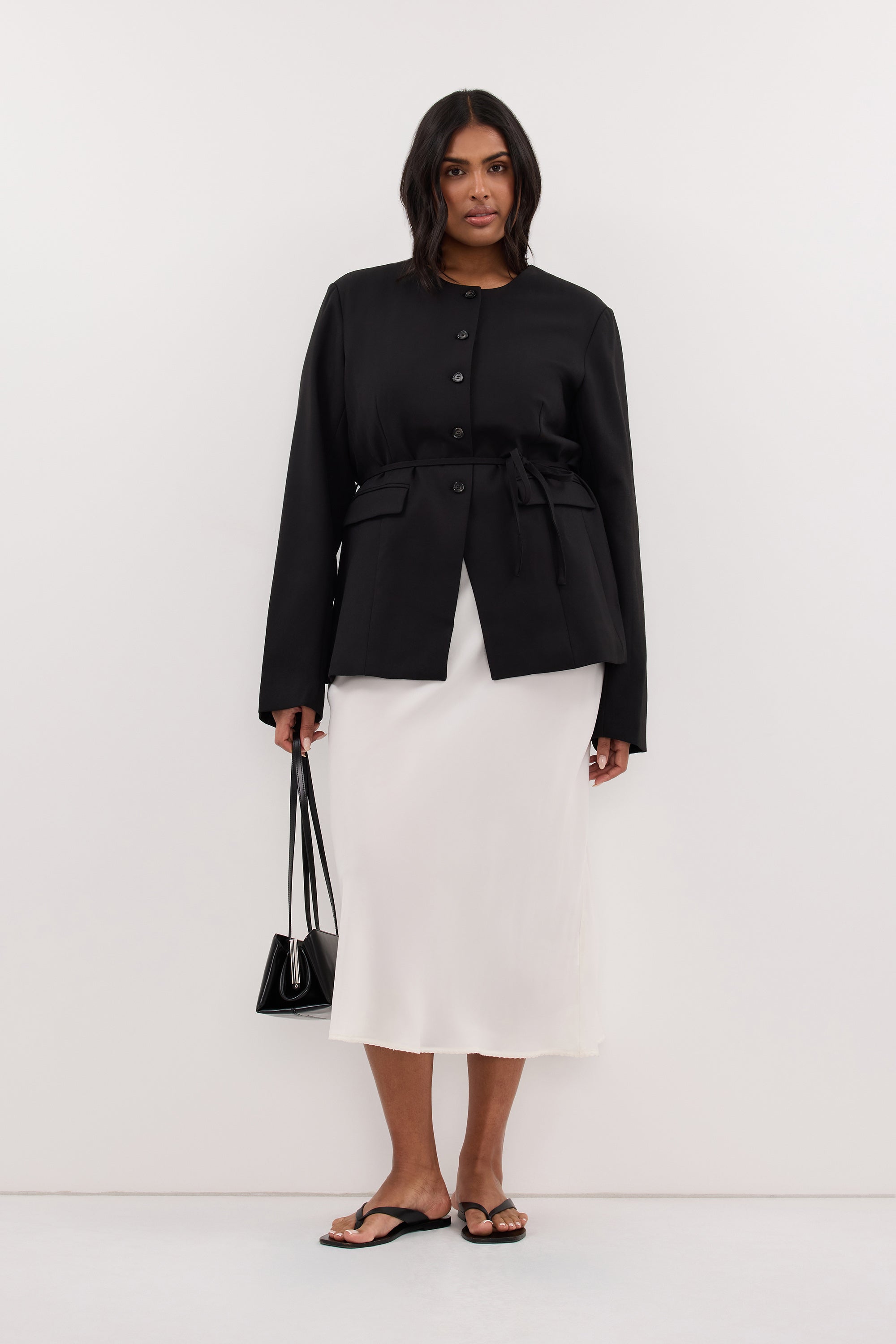 ARELIA WHITE CUPRO MIDI SKIRT