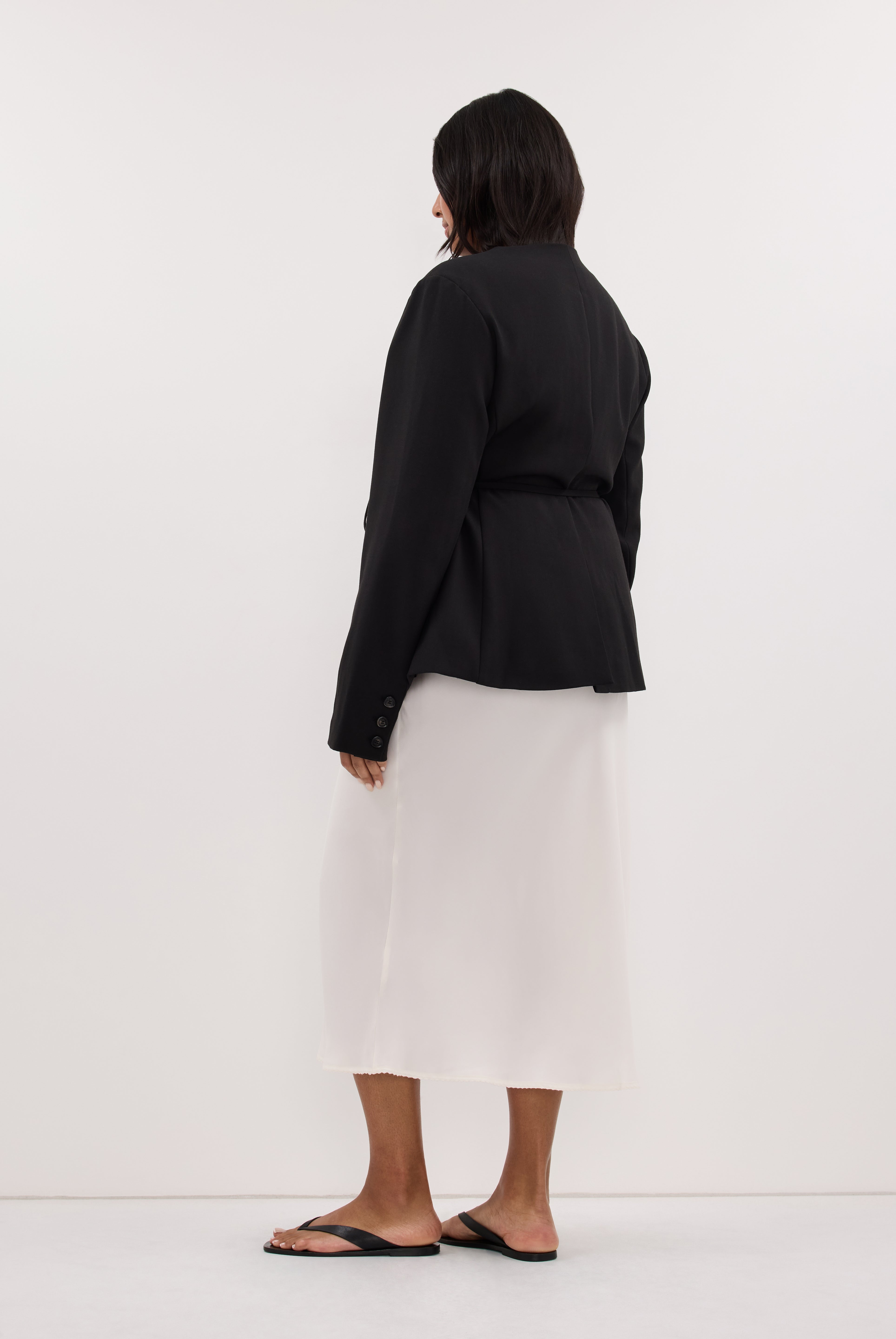 ARELIA WHITE CUPRO MIDI SKIRT