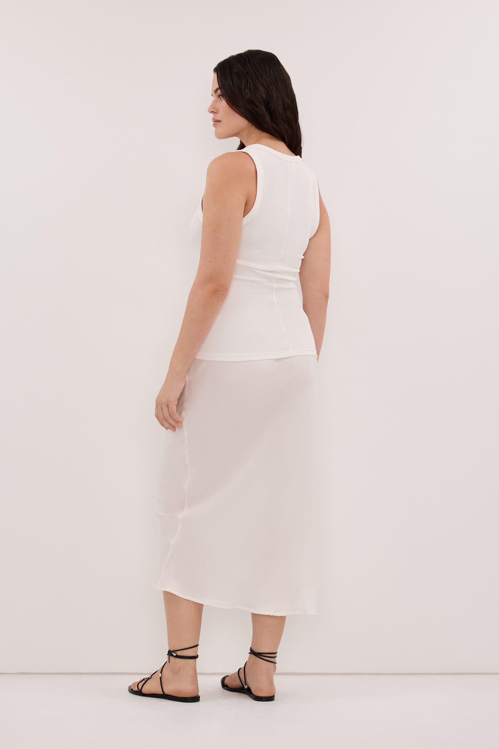 ARELIA WHITE CUPRO MIDI SKIRT