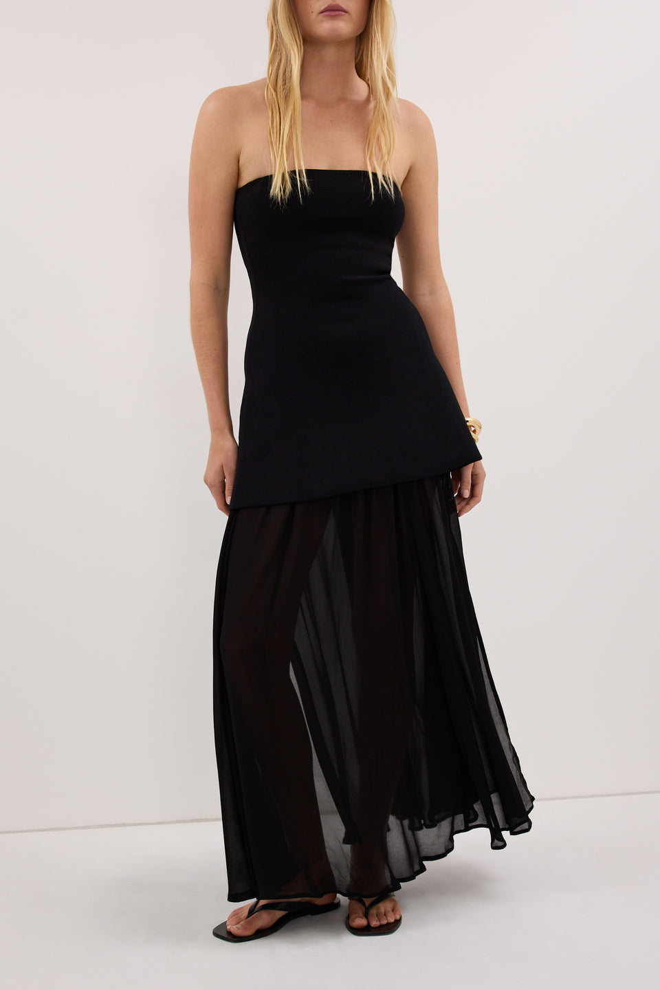 CORALIE BLACK SHEER MIDI SKIRT