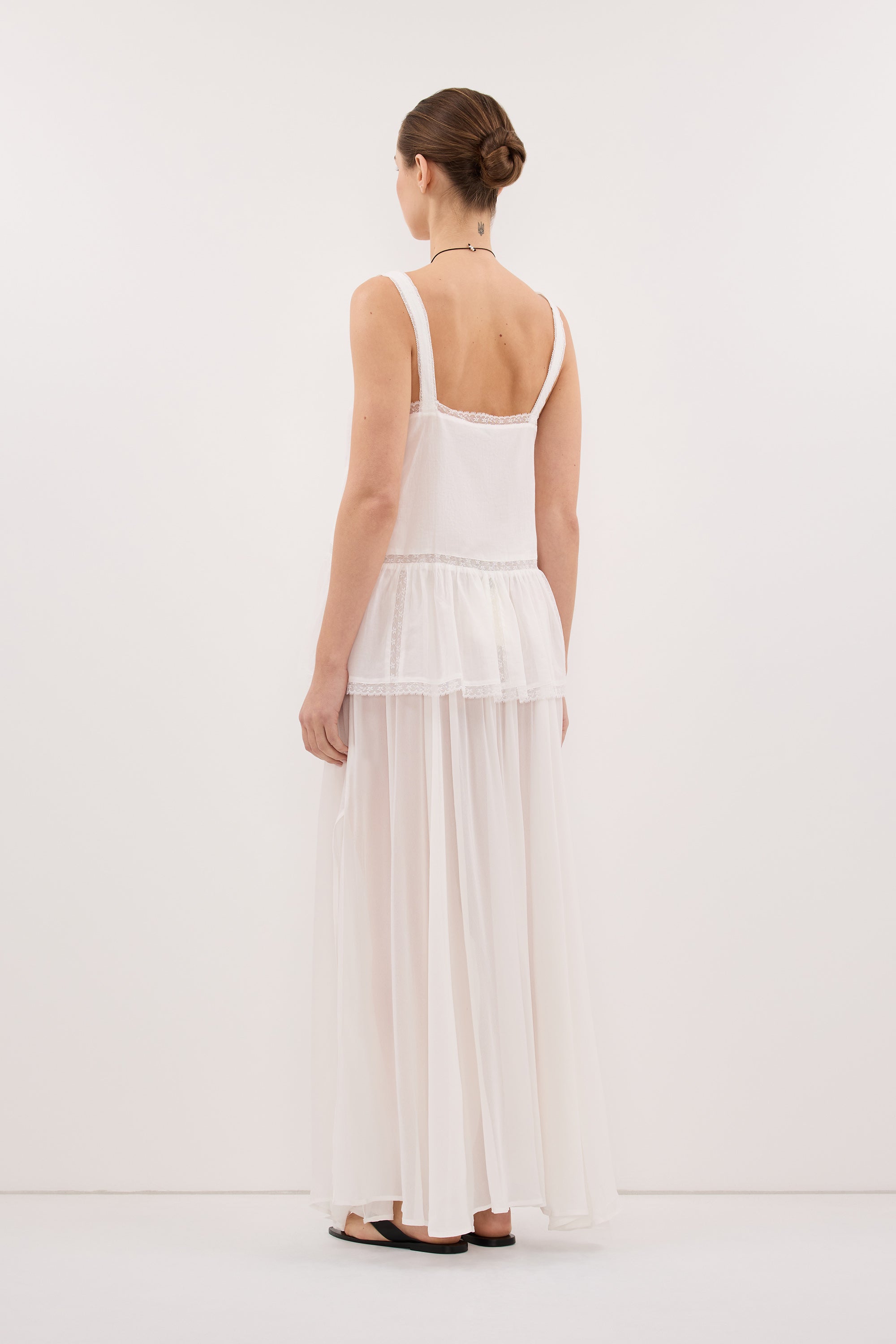 CORALIE OFF WHITE SHEER MIDI SKIRT