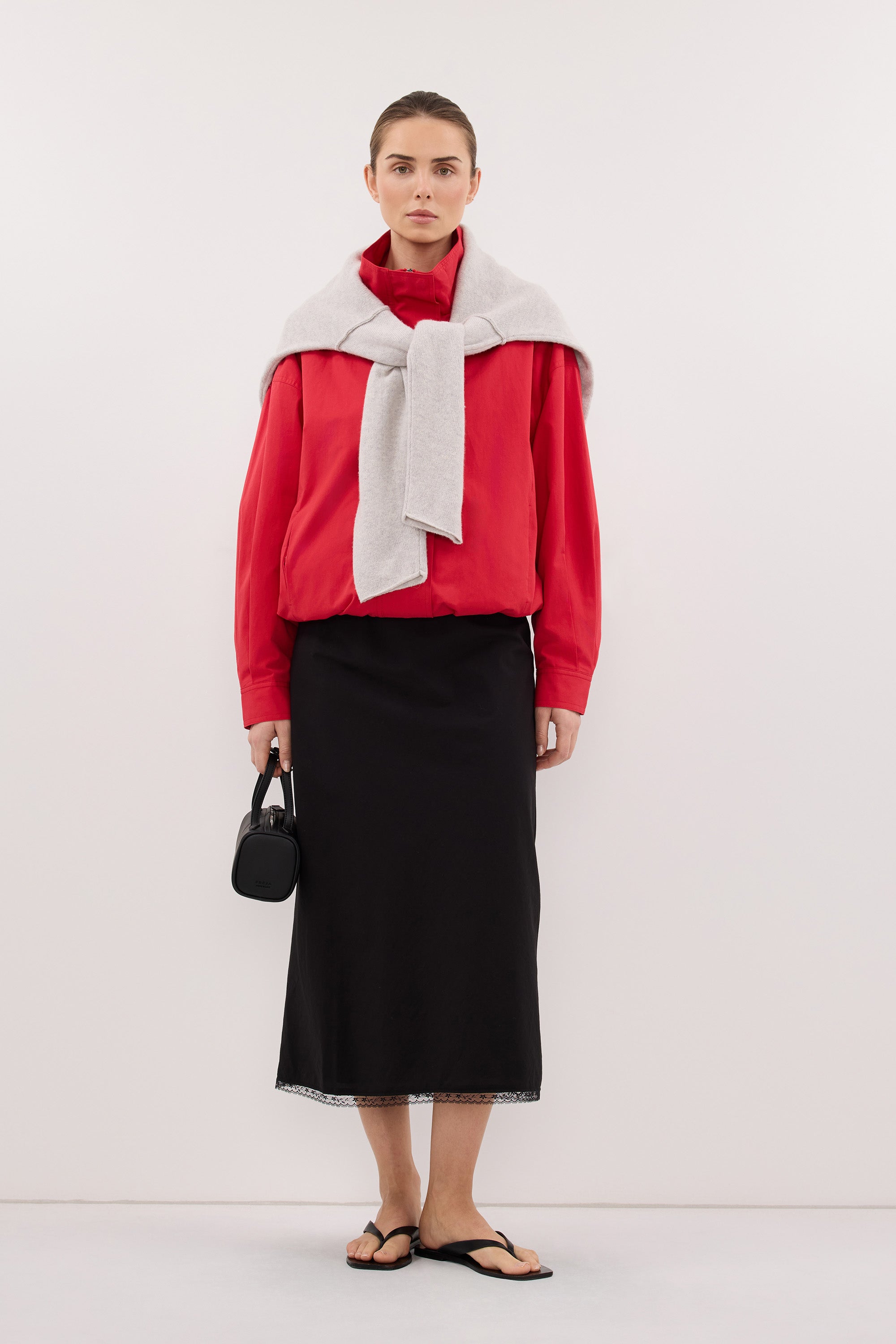 ROSIN BLACK KNEE LENGTH SKIRT
