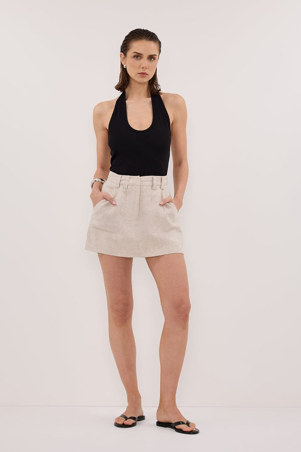 EVA NATURAL LINEN SKORT Clothing DISSH Boutiques 