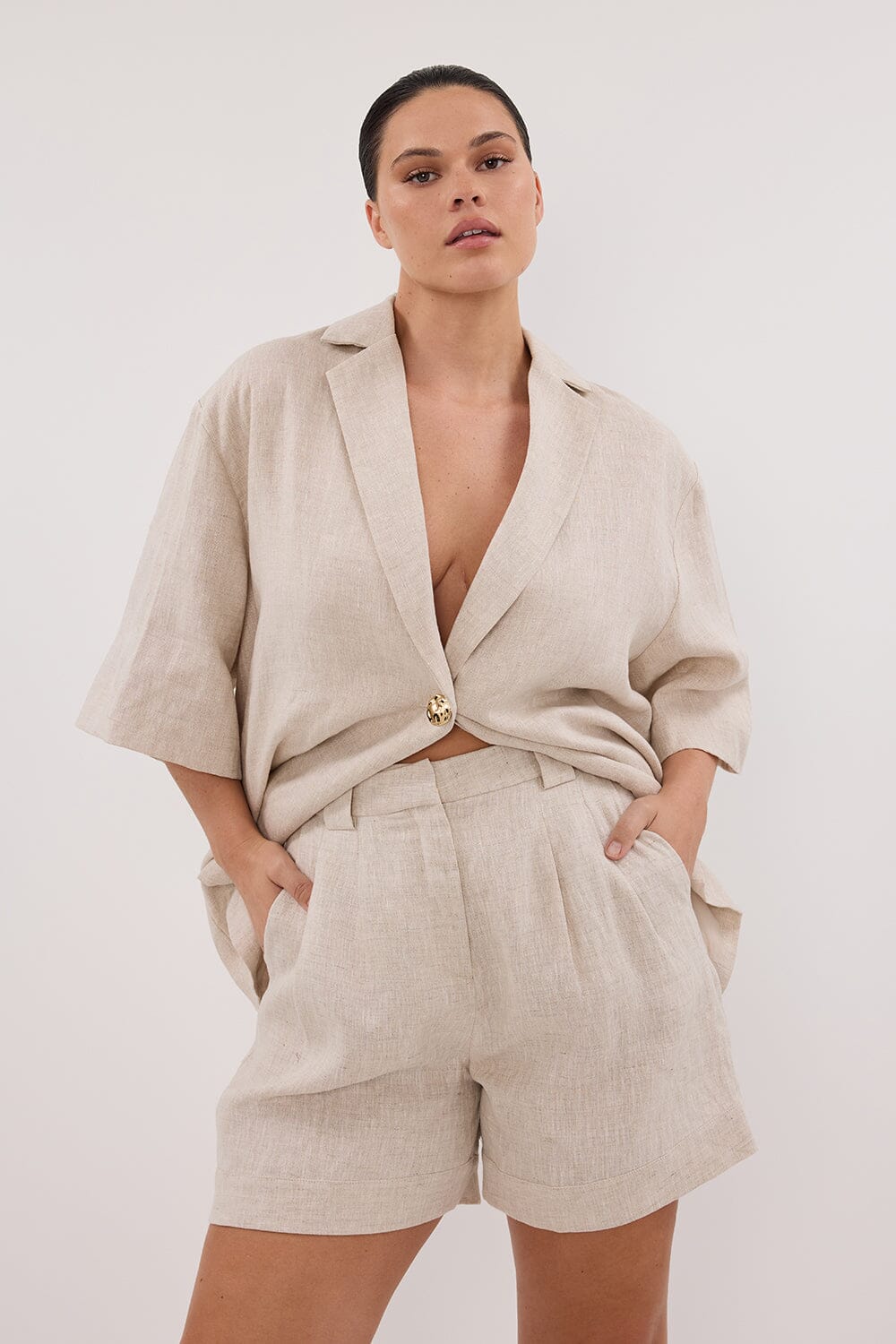 ALONDRA NATURAL LINEN SHORT Clothing DISSH Boutiques 