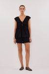 QUINN BLACK LINEN SHORT