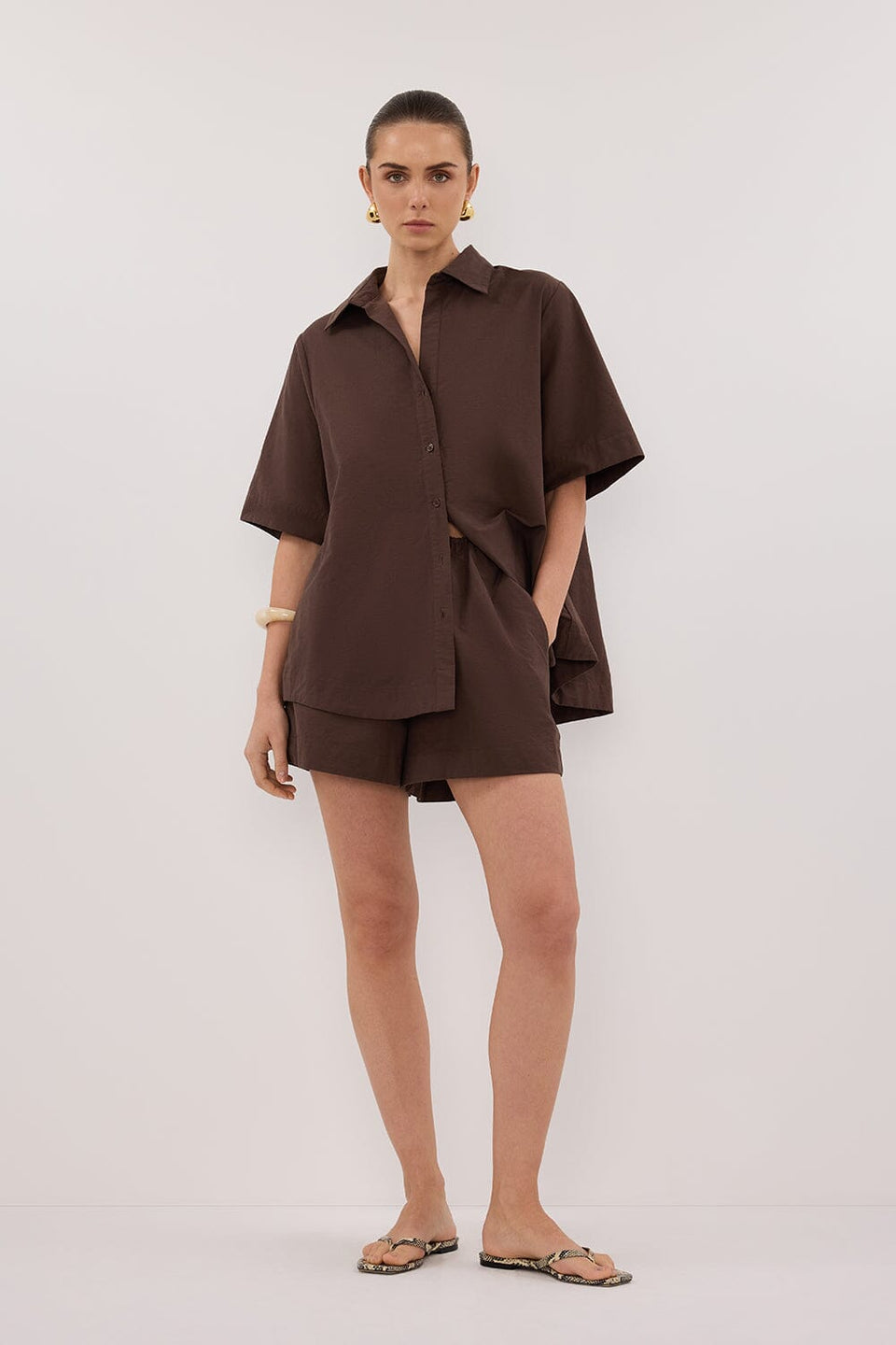 ELARA CHOCOLATE DRAWSTRING SHORT Clothing DISSH Boutiques 