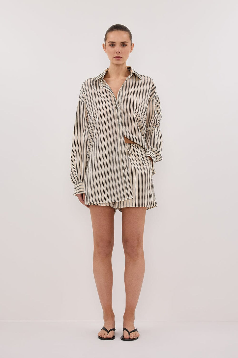 ELLIE CREAM STRIPE DRAWSTRING SHORTS Clothing DISSH Boutiques 6 CREAM 