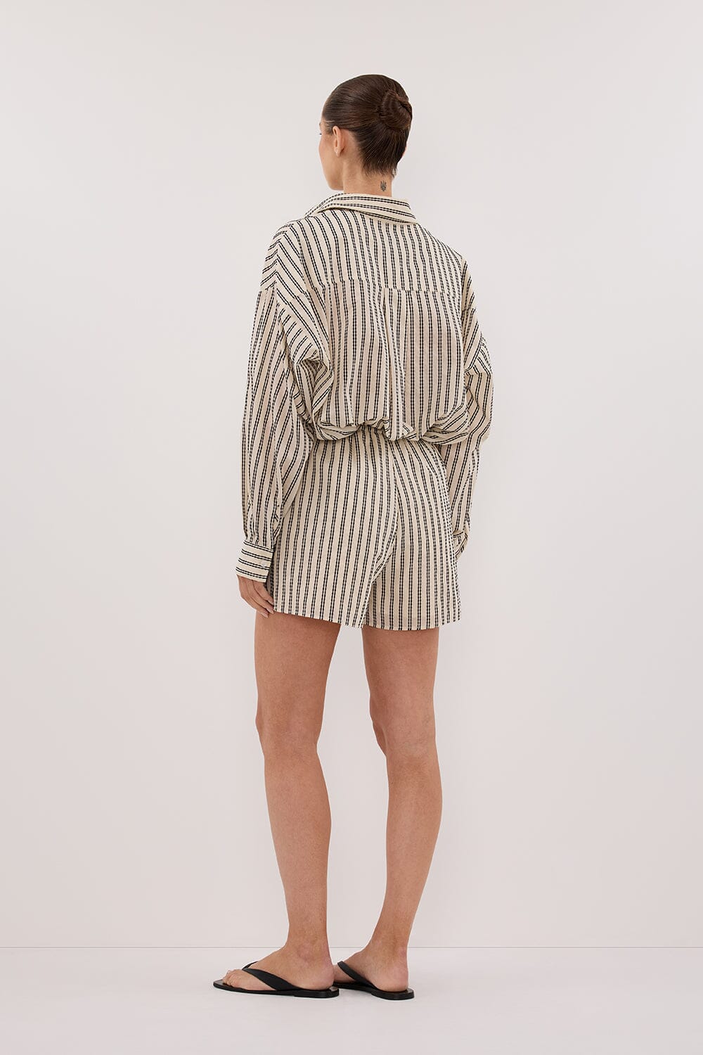 ELLIE CREAM STRIPE DRAWSTRING SHORTS Clothing DISSH Boutiques 