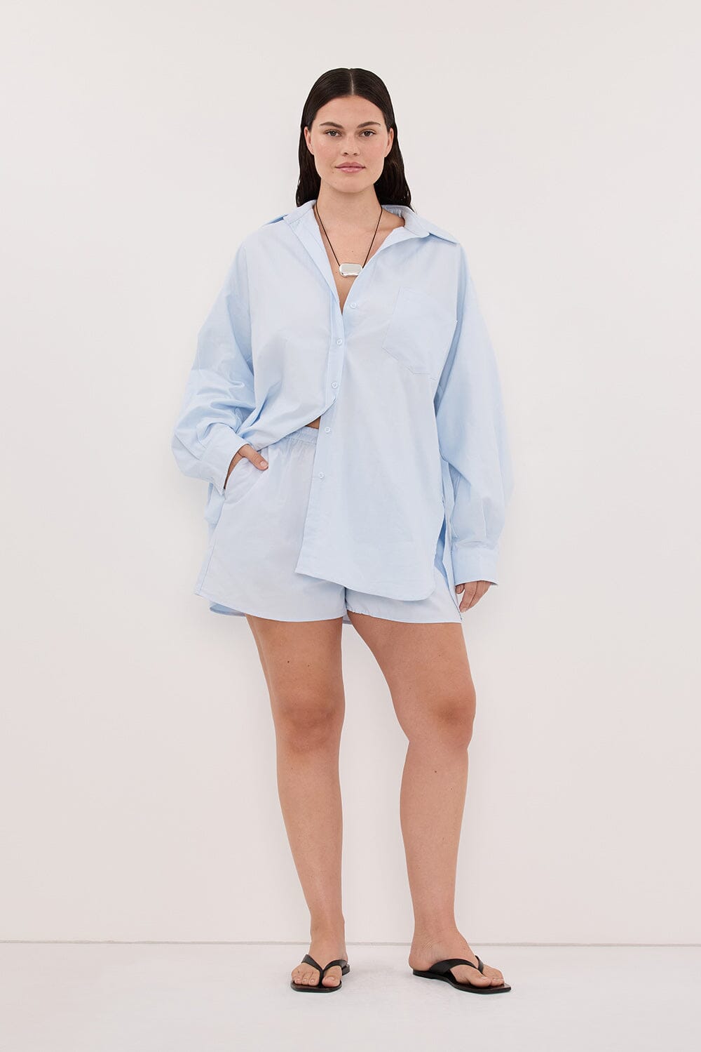 RHEA 2.0 ICE BLUE COTTON SHORT Clothing DISSH Boutiques 