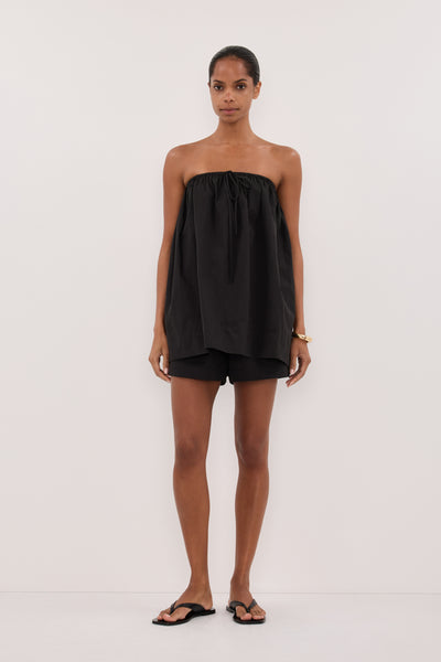 Kristen wearing SOMMER BLACK POPLIN SHORT