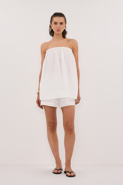 Stas wearing SOMMER WHITE POPLIN SHORT