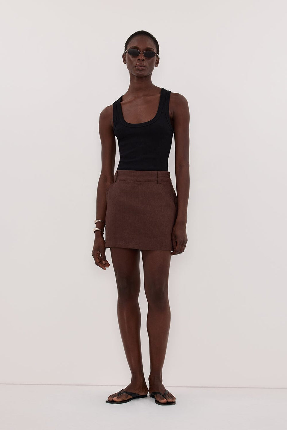 EVIE COCOA LINEN SKORT Clothing DISSH Boutiques 6 COCOA 