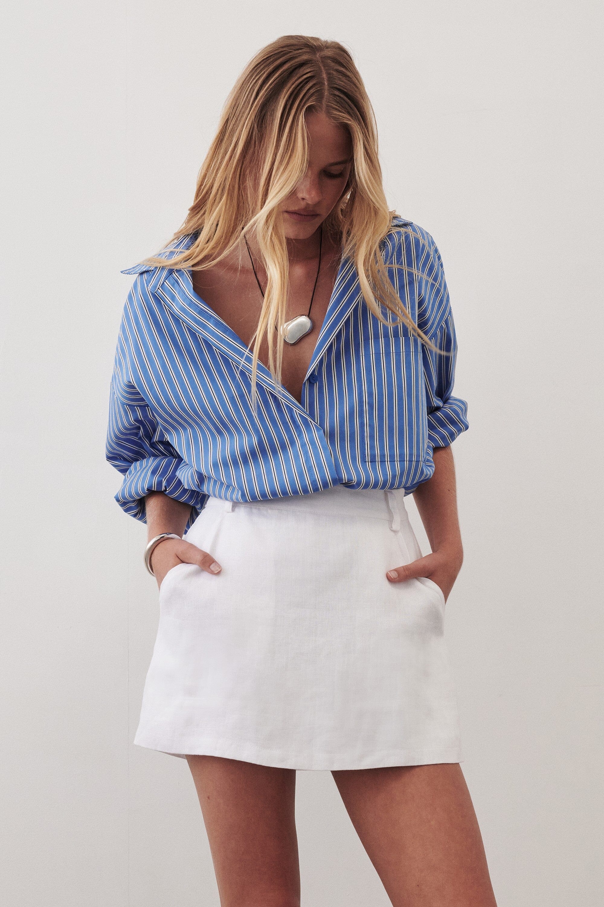 EVIE WHITE LINEN SKORT Clothing DISSH Boutiques 