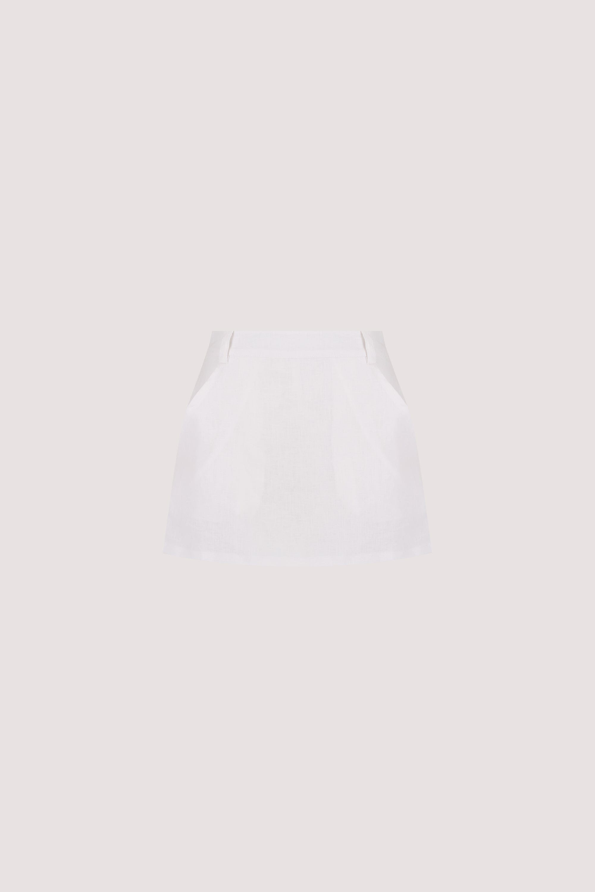 EVIE WHITE LINEN SKORT
