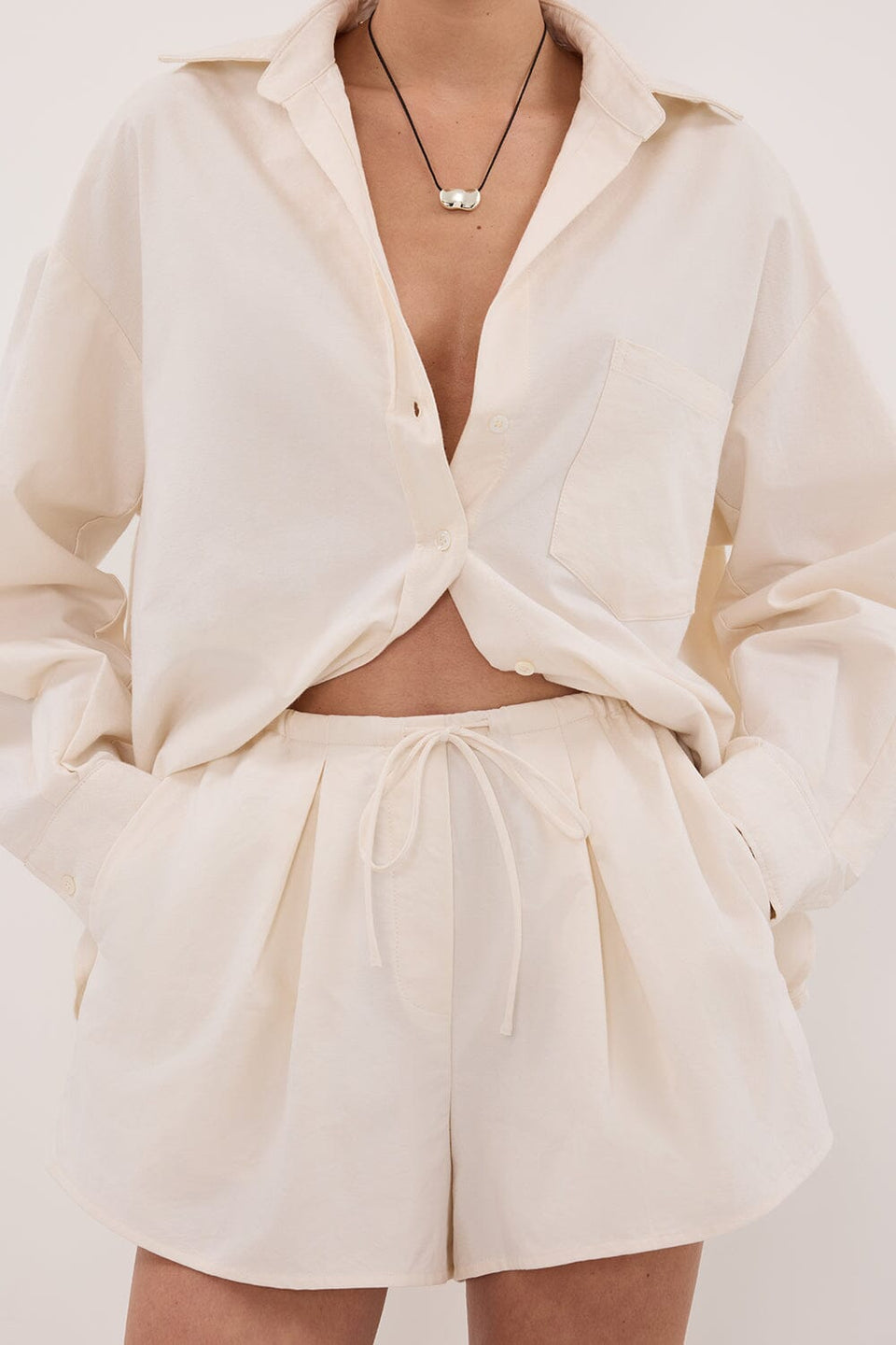 RHEA CREAM COTTON DRAWSTRING SHORT Clothing DISSH Boutiques 