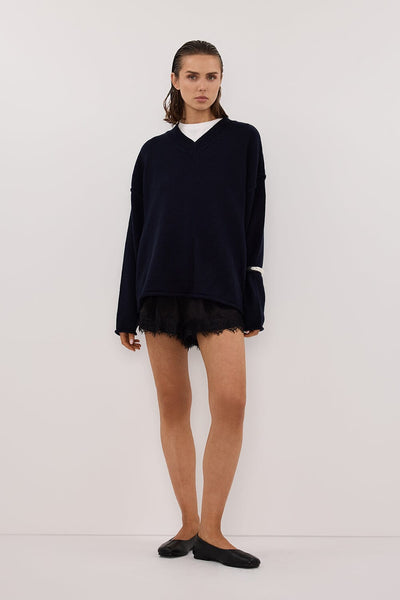 Stas wearing ANDREA BLACK CUPRO LACE SHORT