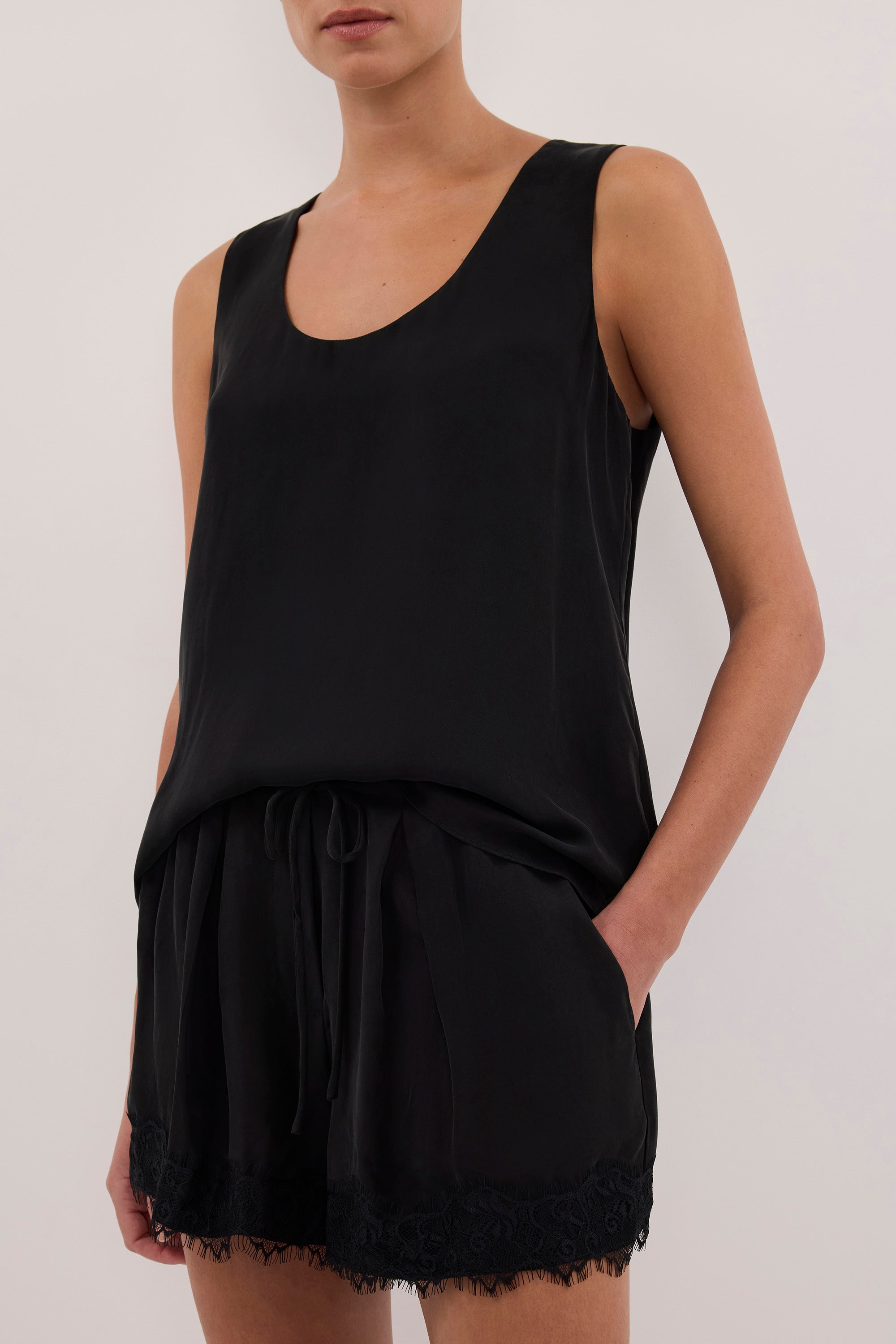 ANDREA BLACK CUPRO LACE SHORT