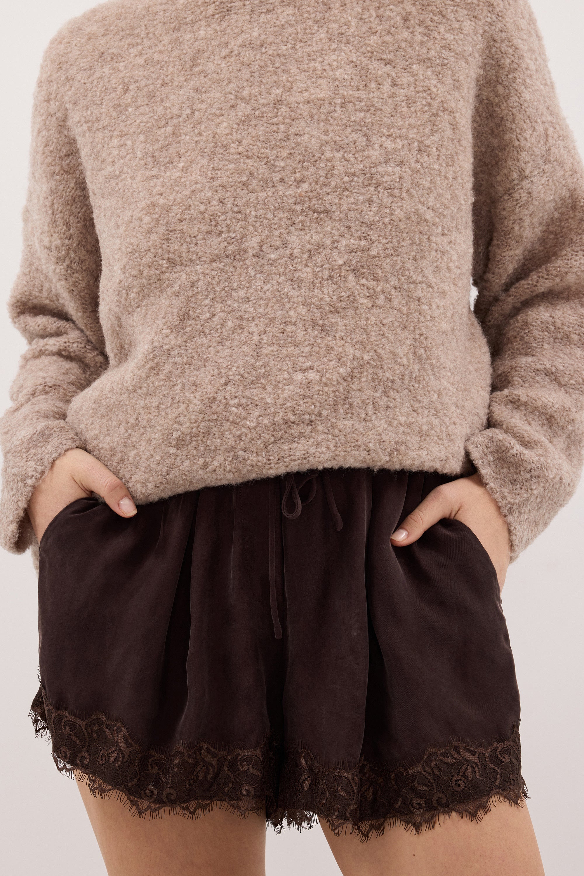 ANDREA PLUM CHOC CUPRO LACE SHORT